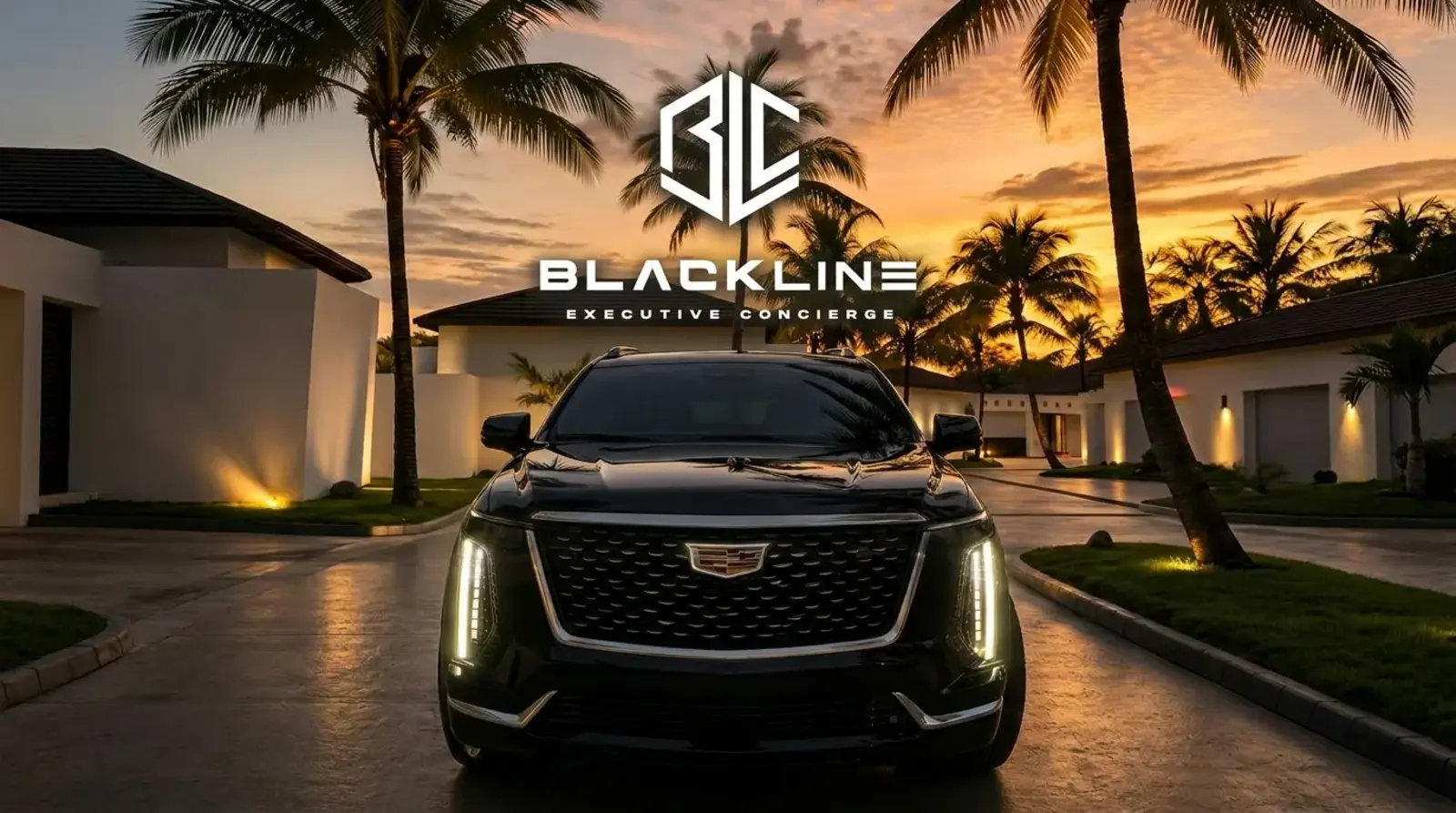 Blackline Cadillac Escalade at luxury villa